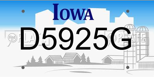 D5925G Iowa License Plate