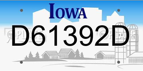 D61392D Iowa License Plate