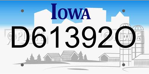 D61392O Iowa License Plate