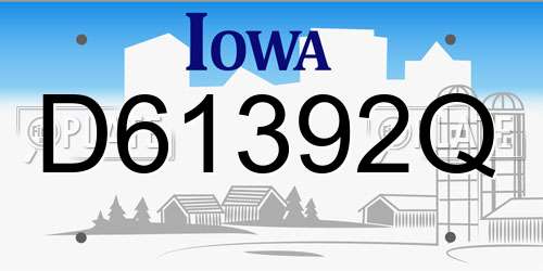 D61392Q Iowa License Plate
