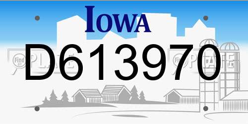 D613970 Iowa License Plate