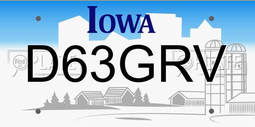 D63GRV Iowa License Plate