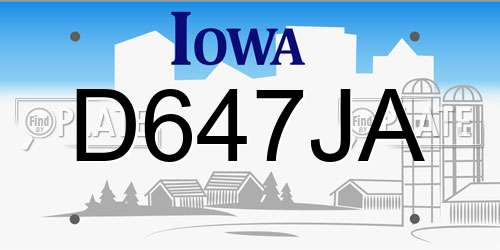 D647JA Iowa License Plate