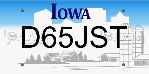 D65JST Iowa License Plate