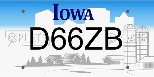 D66ZB Iowa License Plate