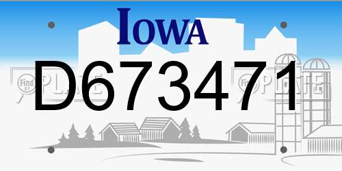 D673471 Iowa License Plate