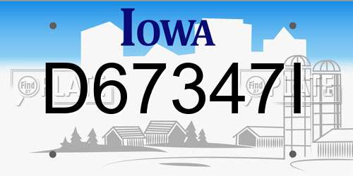 D67347I Iowa License Plate