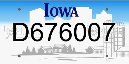 D676007 Iowa License Plate