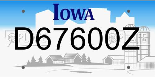 D67600Z Iowa License Plate