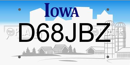 D68JBZ Iowa License Plate