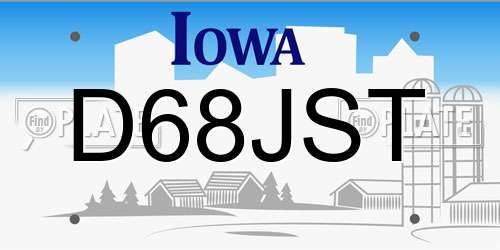 D68JST Iowa License Plate