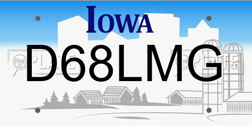 D68LMG Iowa License Plate