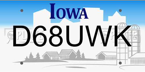 D68UWK Iowa License Plate