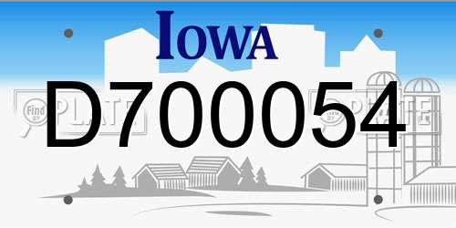 D700054 Iowa License Plate