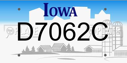 D7062C Iowa License Plate