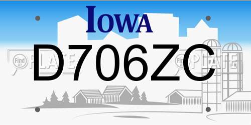D706ZC Iowa License Plate