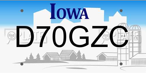 D70GZC Iowa License Plate