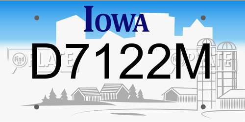 D7122M Iowa License Plate