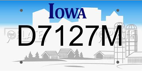 D7127M Iowa License Plate