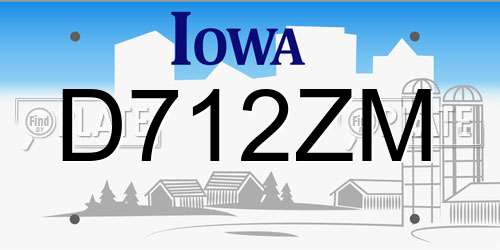 D712ZM Iowa License Plate
