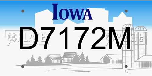 D7172M Iowa License Plate