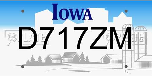 D717ZM Iowa License Plate