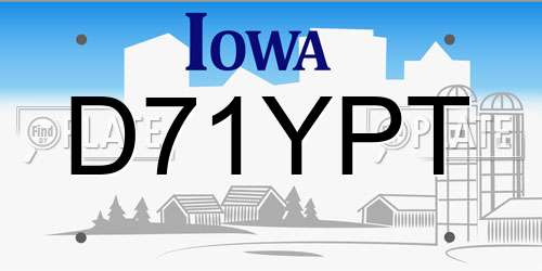 D71YPT Iowa License Plate