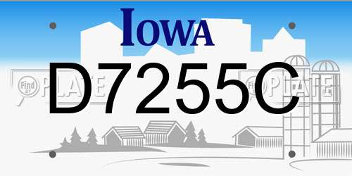D7255C Iowa License Plate