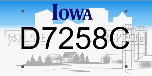 D7258C Iowa License Plate