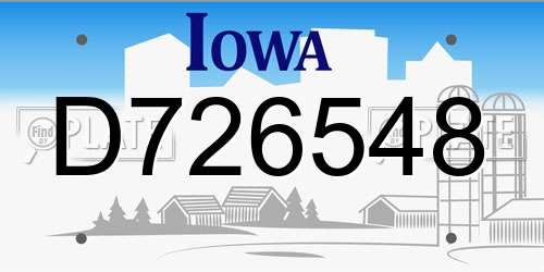 D726548 Iowa License Plate