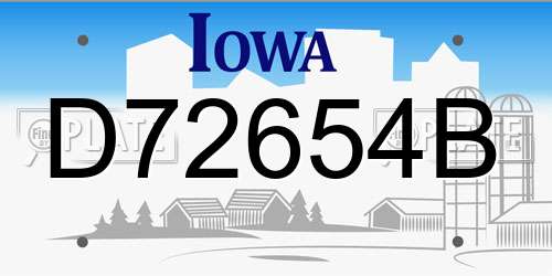 D72654B Iowa License Plate