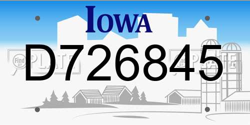 D726845 Iowa License Plate