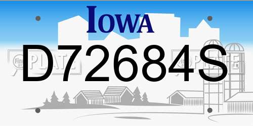 D72684S Iowa License Plate