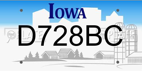 D728BC Iowa License Plate