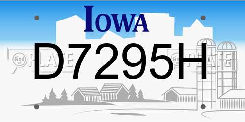D7295H Iowa License Plate