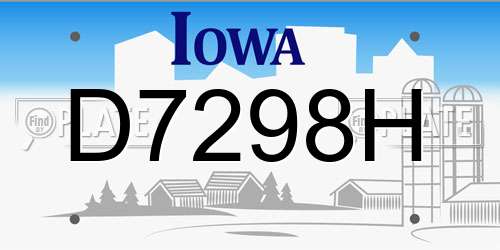 D7298H Iowa License Plate