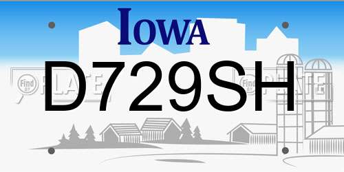 D729SH Iowa License Plate