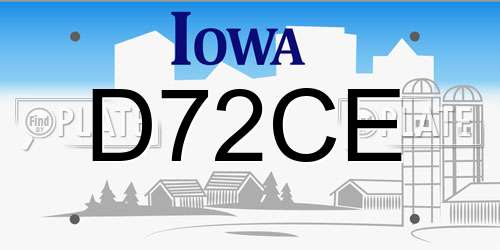 D72CE Iowa License Plate
