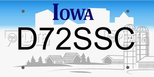 D72SSC Iowa License Plate