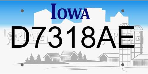 D7318AE Iowa License Plate