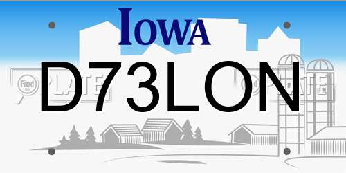D73LON Iowa License Plate