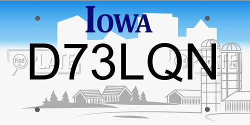 D73LQN Iowa License Plate