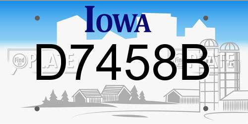 D7458B Iowa License Plate