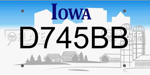D745BB Iowa License Plate