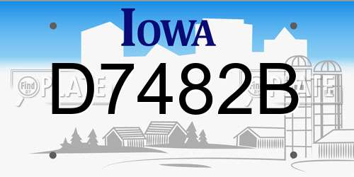 D7482B Iowa License Plate
