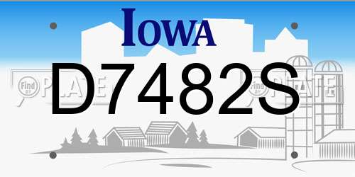 D7482S Iowa License Plate