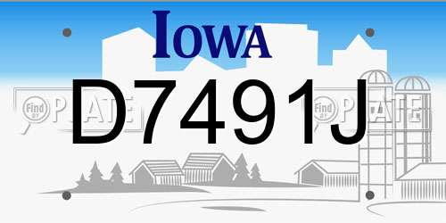 D7491J Iowa License Plate