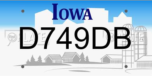 D749DB Iowa License Plate