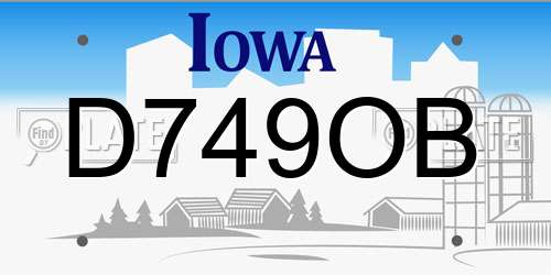 D749OB Iowa License Plate