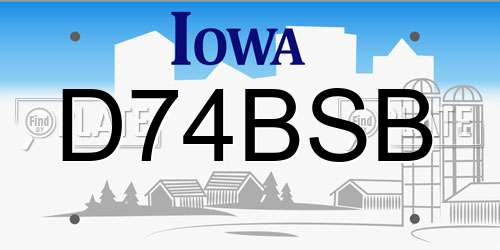 D74BSB Iowa License Plate